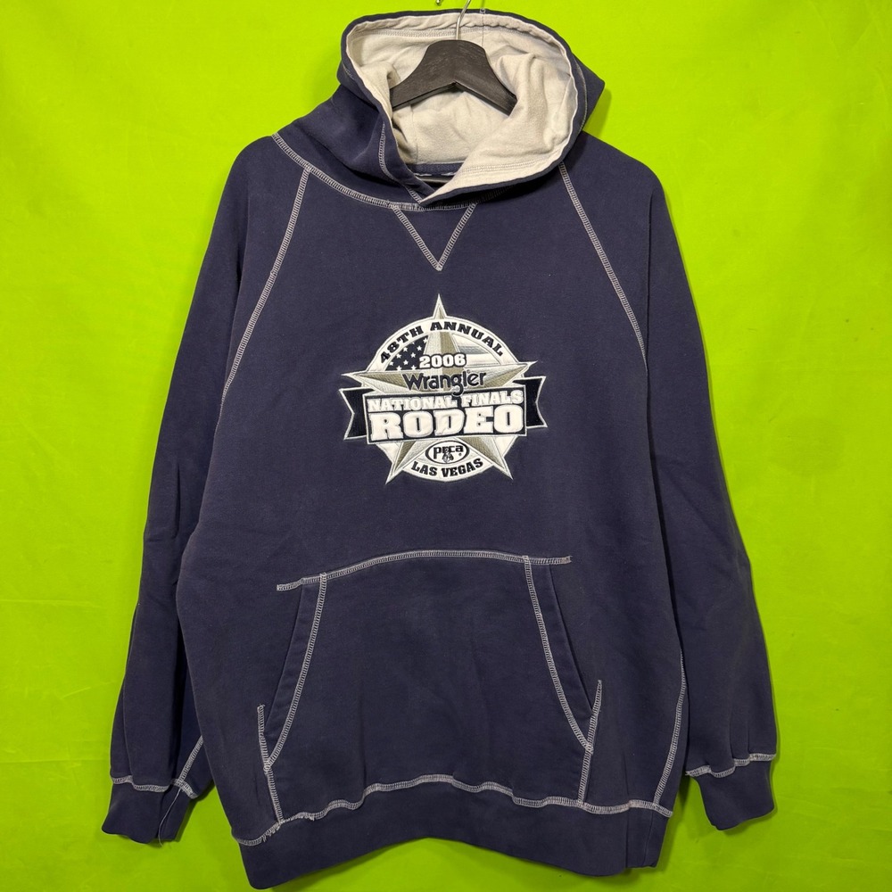 Vintage 2006 Wrangler National Finals Rodeo Hoodie Navy Blue PRCA Las Vegas XL